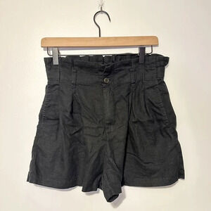Madewell Linen Blend Paperbag Shorts Women’s Black Size 6 High Rise Lightweight
